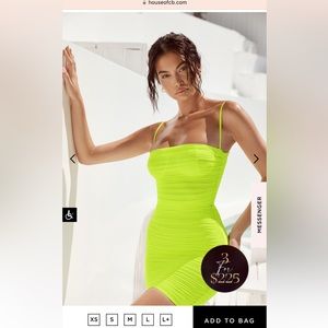 NEON GREEN RUCHED ORGANZA MESH MINI DRESS